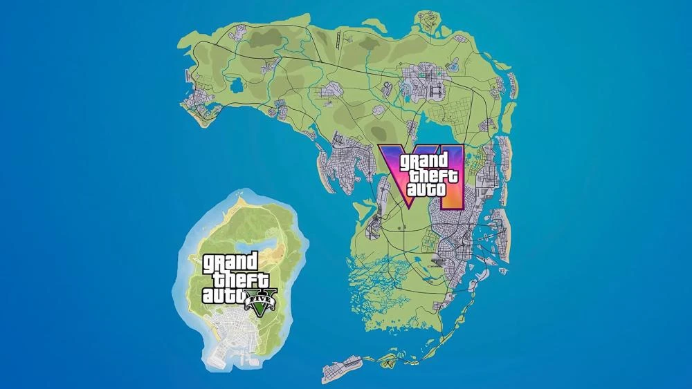 اندازه نقشه gta 5 در مقابل gta 6